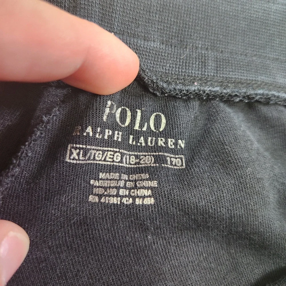 Polo Ralph Lauren Joggers Youth XL Big‎ Kids Sweatpants Spellout Black Red Pony